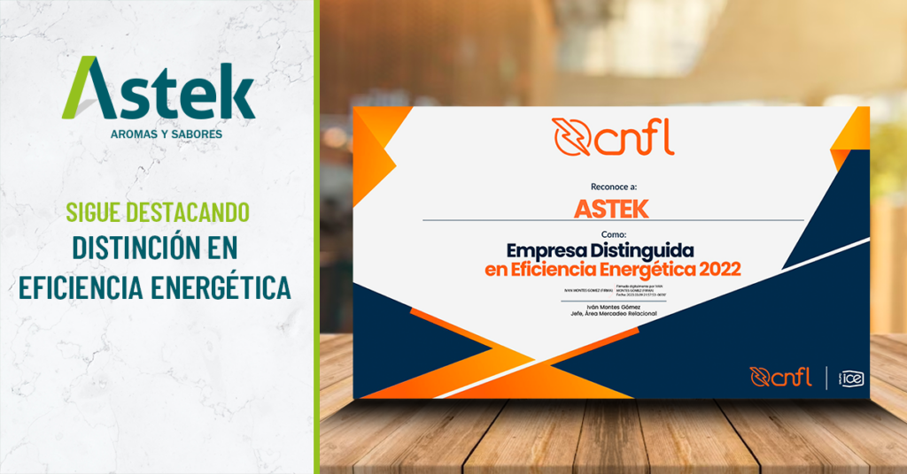 En ASTEK celebramos un nuevo reconocimiento: “Empresa Distinguida en Eficiencia Energética”.